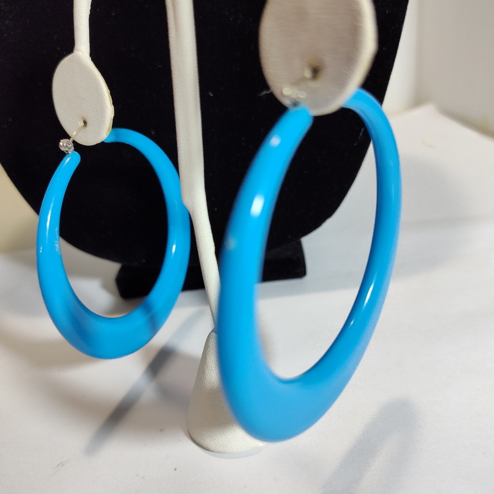 Vibrant Blue Hoop Earrings NWOT